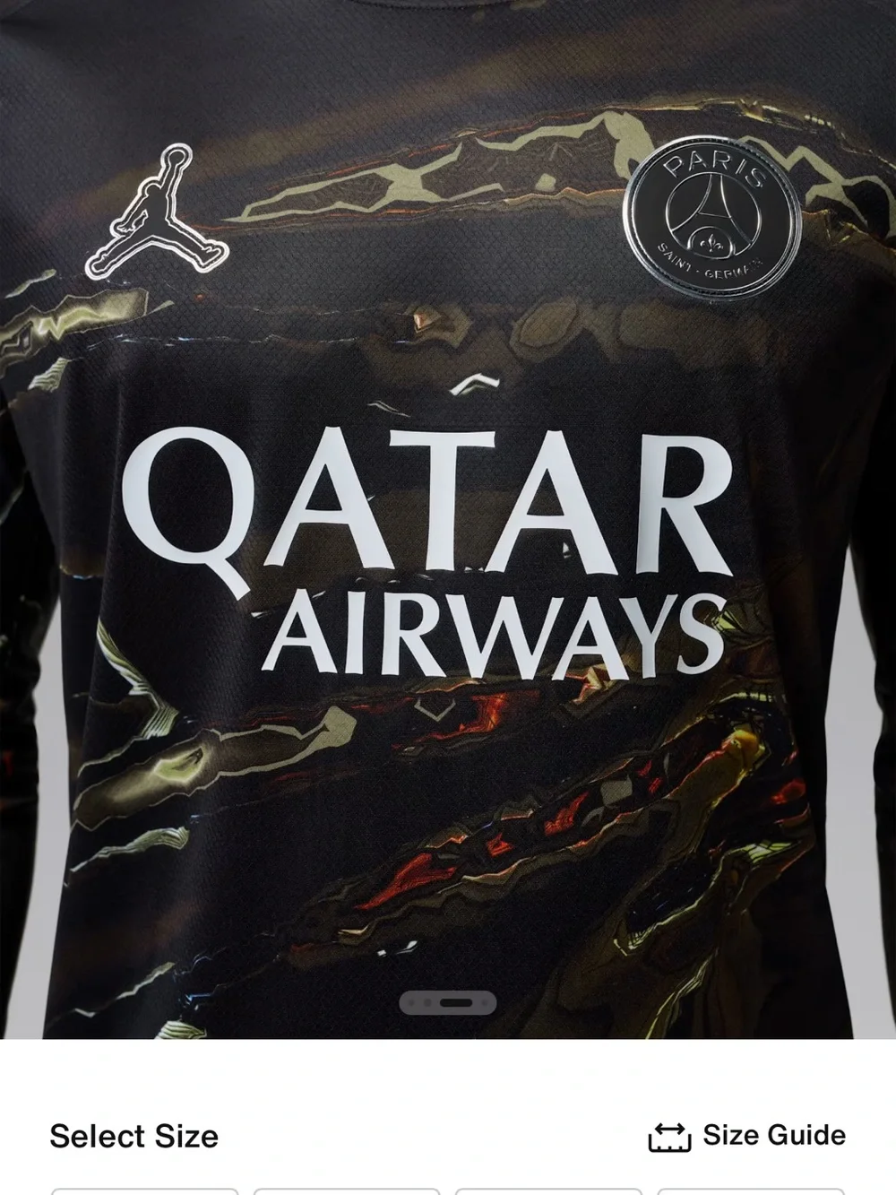 Nike Black PSG Long-Sleeve Football Shirt with Metallic Marbled Accents
